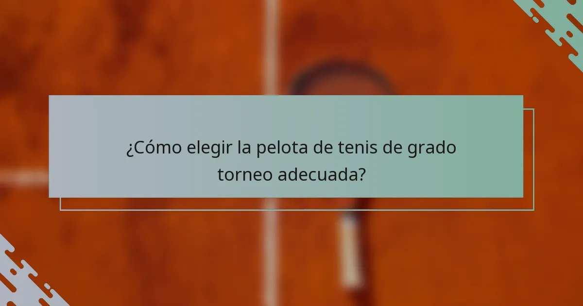 ¿Cómo elegir la pelota de tenis de grado torneo adecuada?
