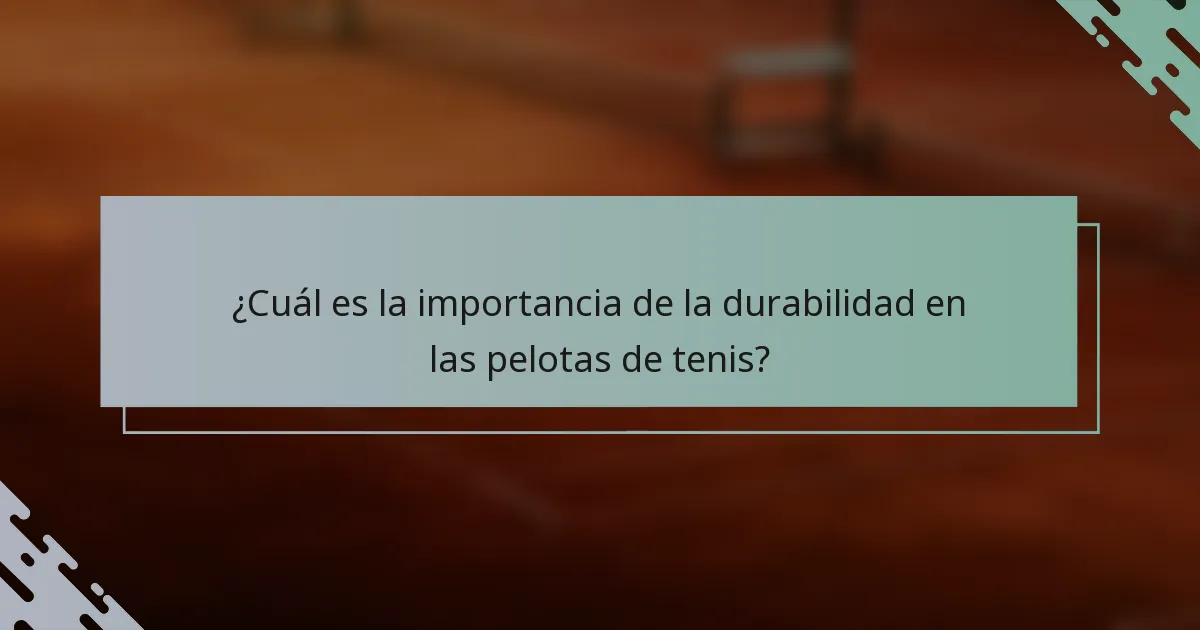 ¿Cuál es la importancia de la durabilidad en las pelotas de tenis?