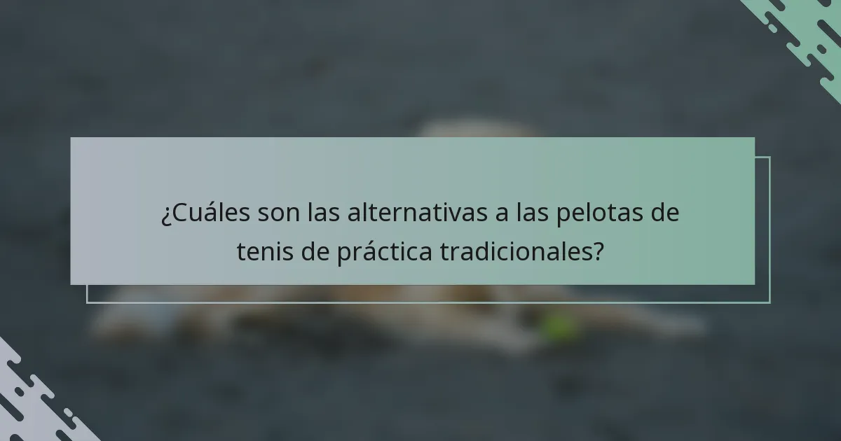 ¿Cuáles son las alternativas a las pelotas de tenis de práctica tradicionales?