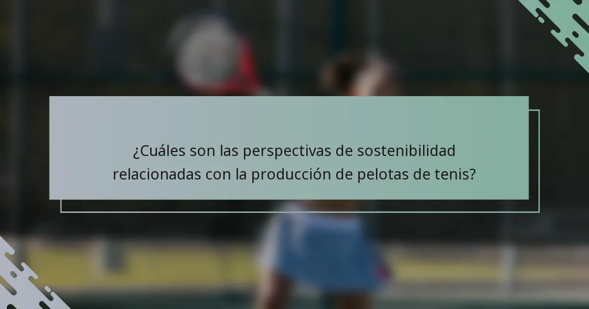 ¿Cuáles son las perspectivas de sostenibilidad relacionadas con la producción de pelotas de tenis?