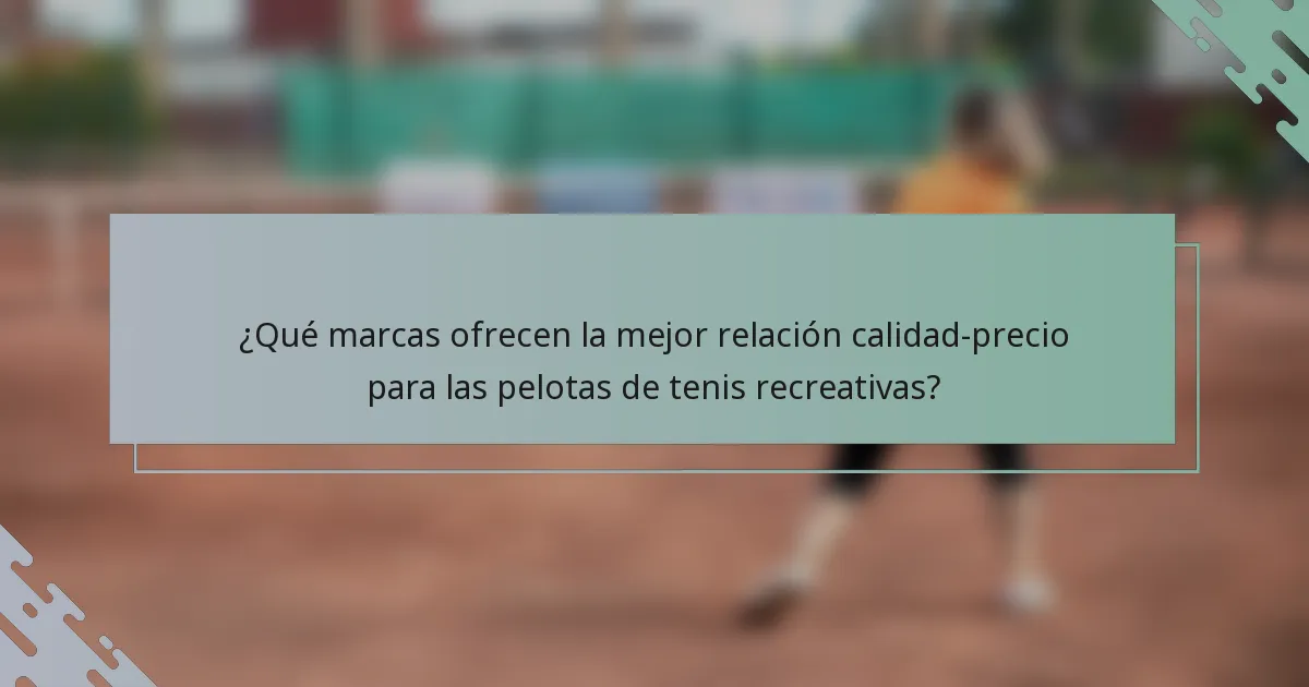 ¿Qué marcas ofrecen la mejor relación calidad-precio para las pelotas de tenis recreativas?