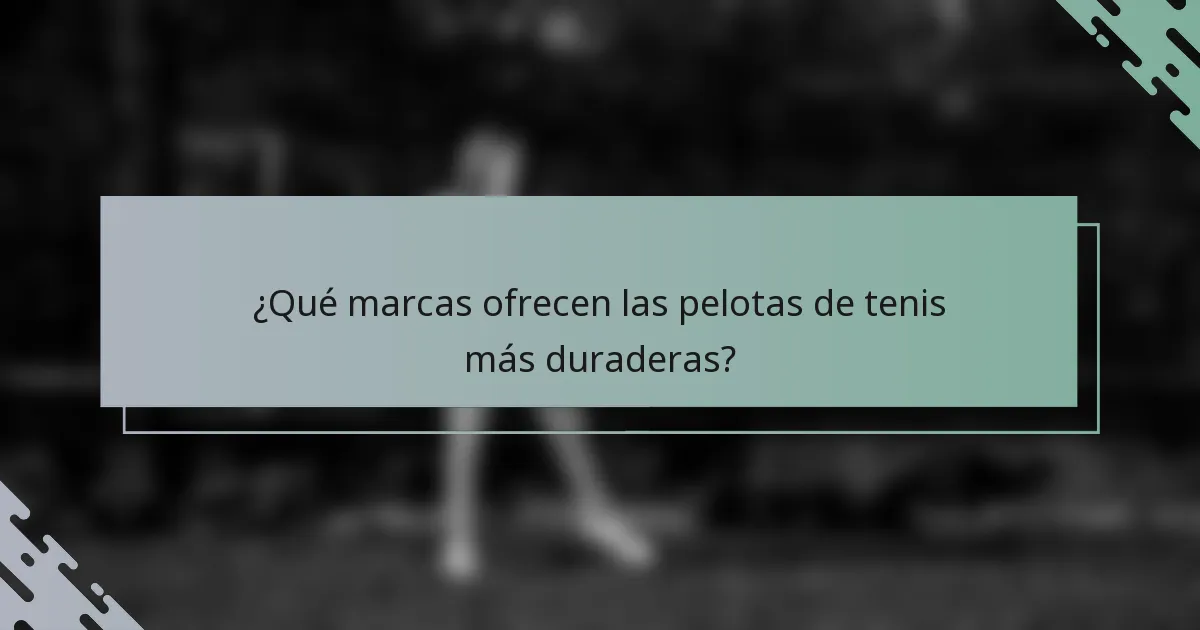¿Qué marcas ofrecen las pelotas de tenis más duraderas?