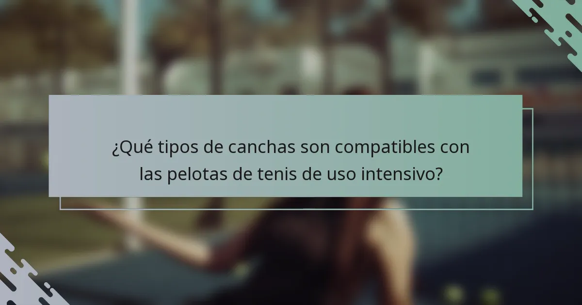 ¿Qué tipos de canchas son compatibles con las pelotas de tenis de uso intensivo?